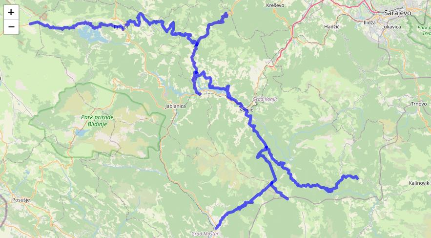 Mreža regionalnih puteva na području Konjica i Jablanice